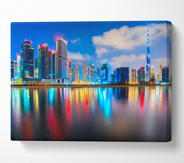  A Canvas Print of Colourful City At Night Canvas Art
