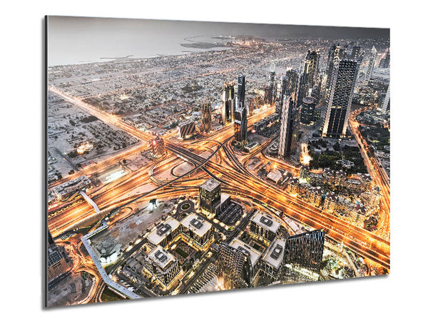 Golden City Roads Metal Print