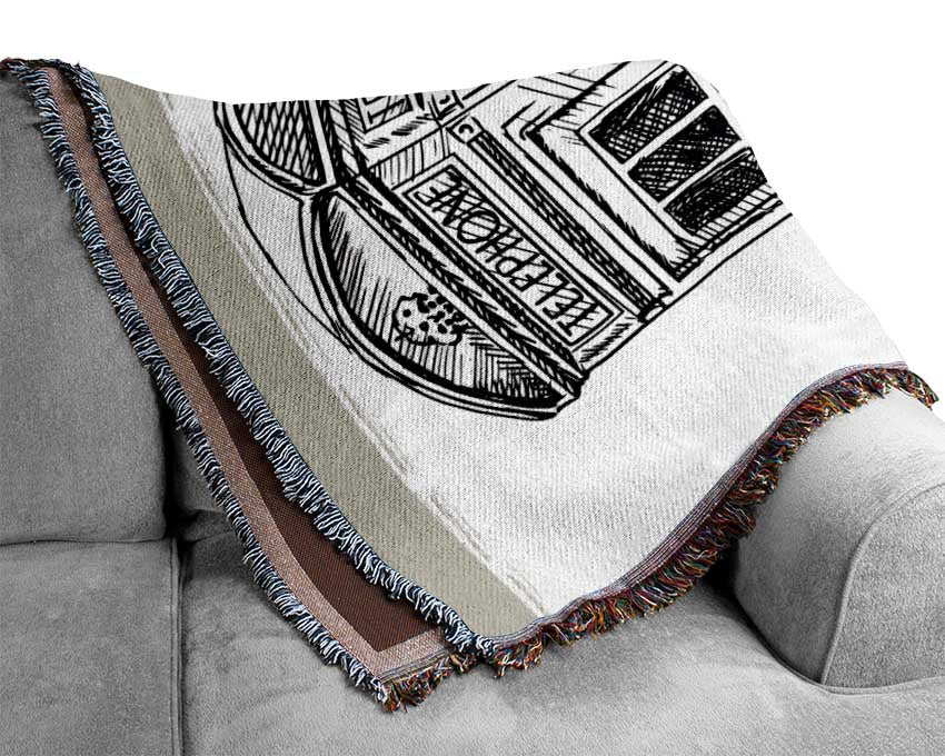 Phone Box Outline Woven Blanket