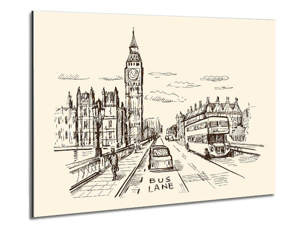 London Street Outline 1 Metal Print