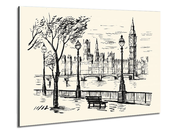 Outline Of The Houses Of Parliament Metal Print