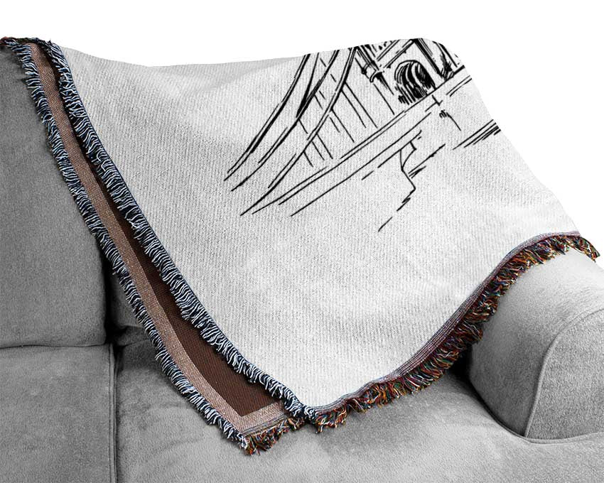 Tower Bridge Outline 2 Woven Blanket