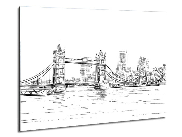 Tower Bridge Outline 1 Metal Print