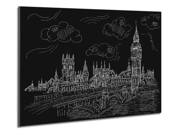 Houses Of Parliament And Big Ben Outline Metal Print
