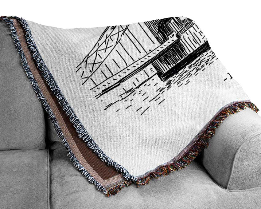London Bridge Outline Woven Blanket