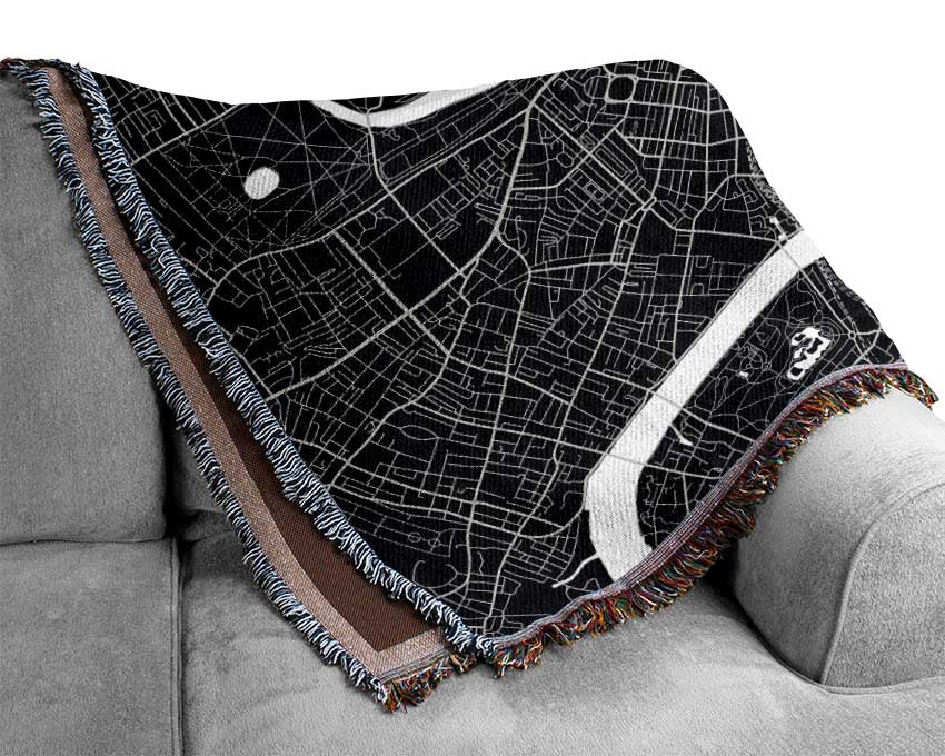 The Map Of London Thames 3 Woven Blanket