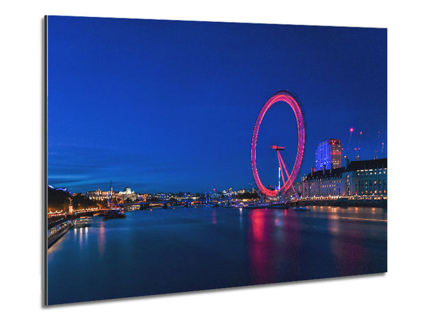 London Eye Pink Glow Metal Print