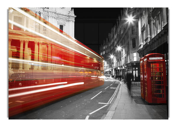 Red Bus Speeding Through The City