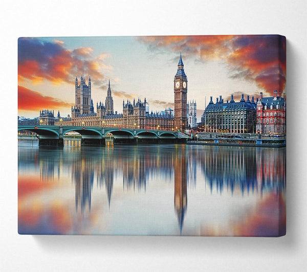  A Canvas Print of Stunning Reflections Of The Houses Of Parliament Canvas Art
