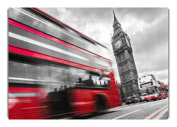 Iconic Red Bus Passed Big Ben