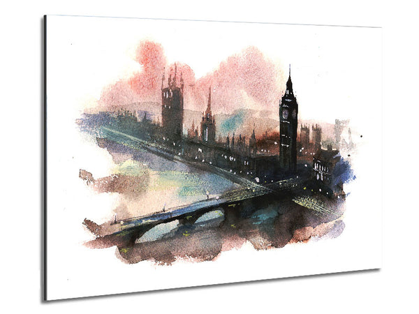Aquarell Big Ben Häuser des Parlaments