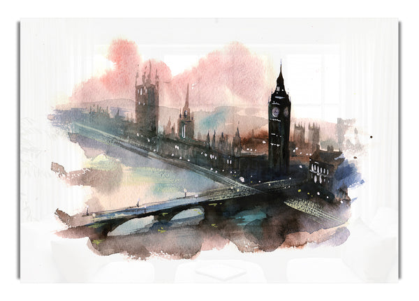 Aquarell Big Ben Häuser des Parlaments