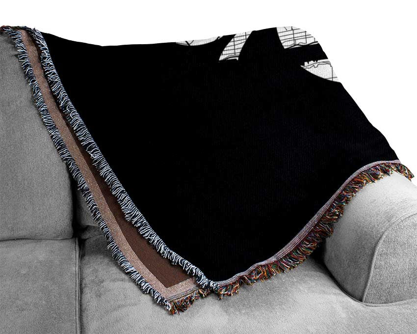 Retro map Of The City 10 Woven Blanket