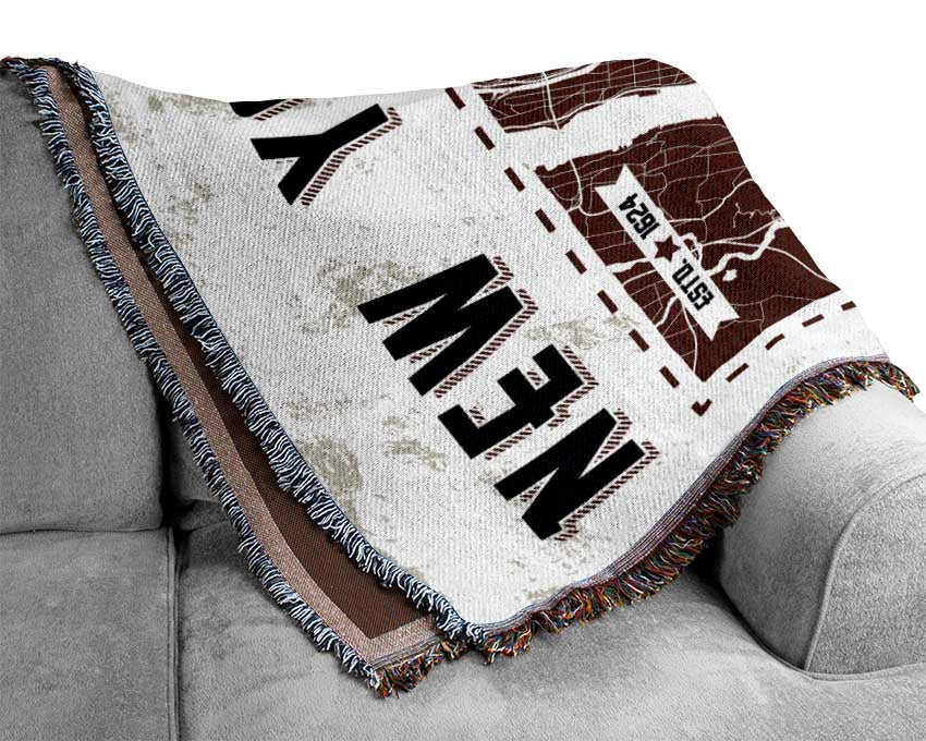 Retro map Of The City 9 Woven Blanket