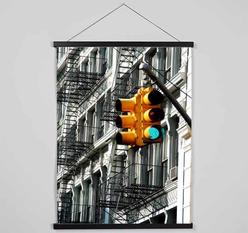 Yellow Traffic Lights Hanging Poster - Wallart-Direct UK