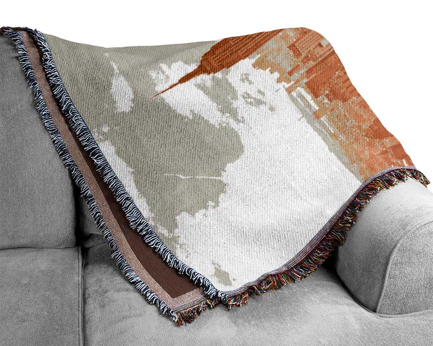 Empire State Building Sun Glow Woven Blanket