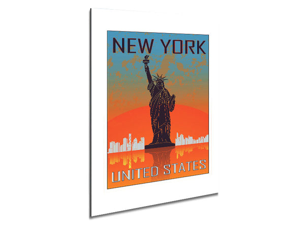 Orange Blue Statue of Liberty Metal Print