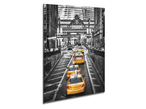 Yellow Cab Line Up Metal Print