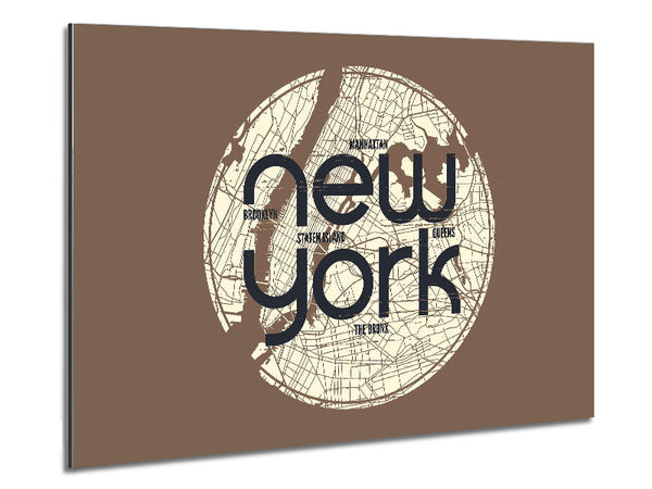 Retro map Of The City 6 Metal Print