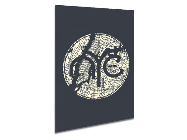 Retro map Of The City 2 Metal Print