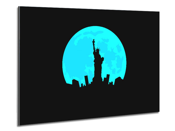 Statue of Liberty In The Blue Moon Metal Print