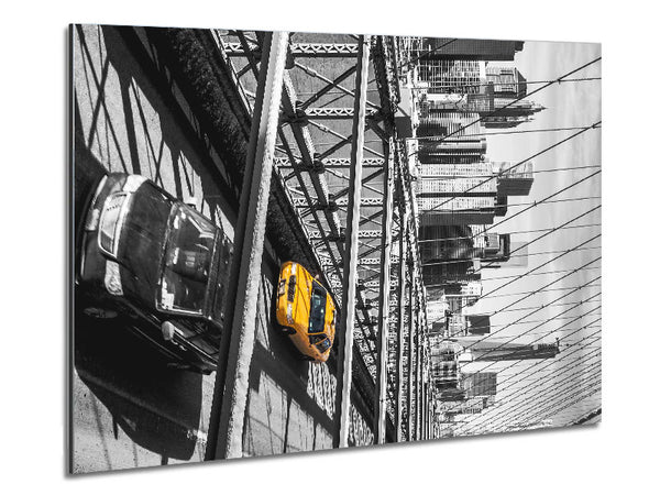 Brooklyn Bridge Yellow Cab NYC Metal Print