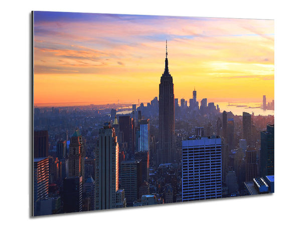 Sunset Over The Empire State Building Metal Print