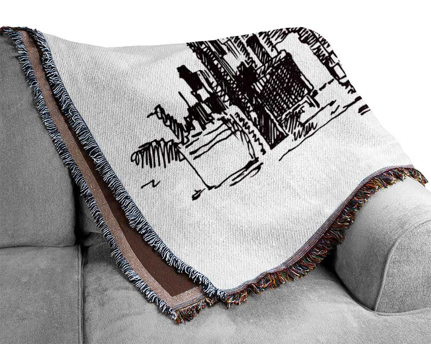 Outline Of The City 6 Woven Blanket