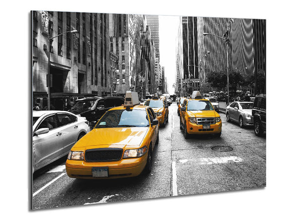 Yellow Cabs On The Inner City Steets Metal Print
