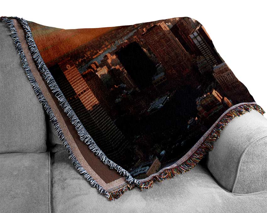 Sunrise Over The City That Never Sleeps Woven Blanket