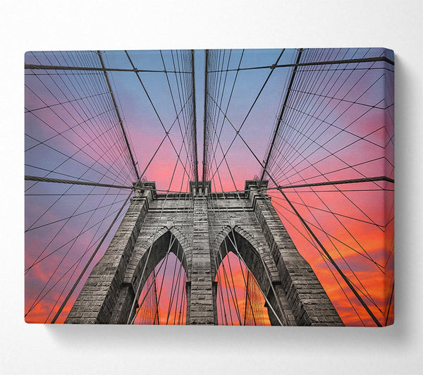  A Canvas Print of Fire Skies Above Brooklyn Bridge Canvas Print