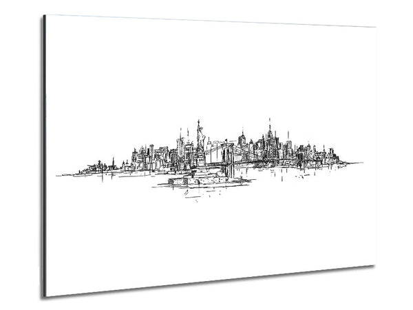 Outline Of The Big Apple Metal Print