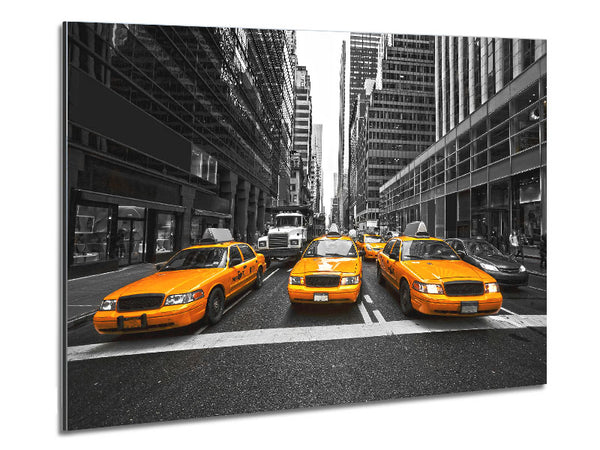 Yellow Taxi Cabs In NYC Metal Print