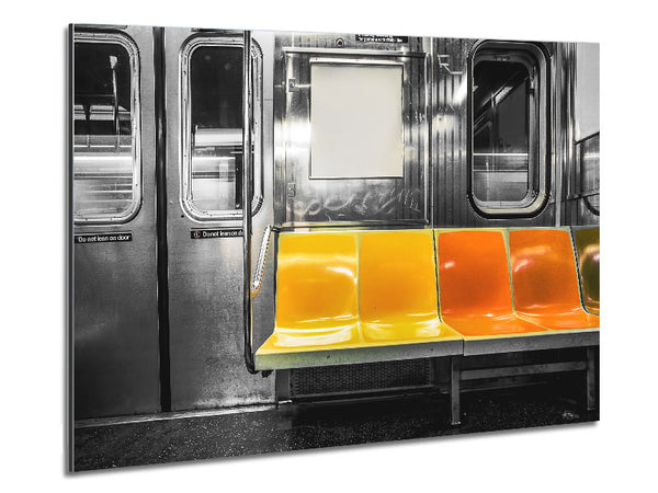 Yellow Seats In The Subway Metal Print