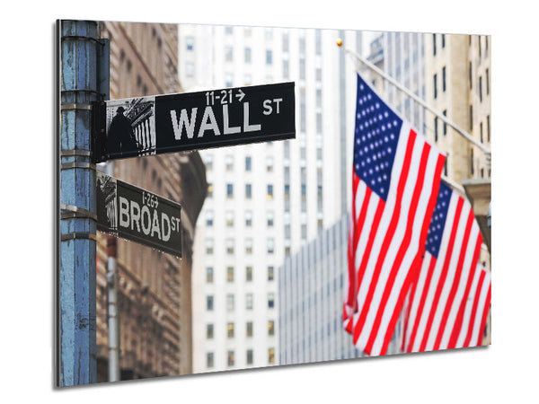 Wall Street American Flags Metal Print