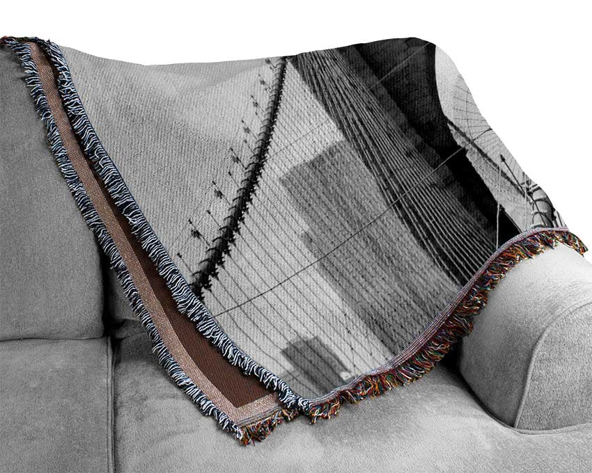 Structure Of Brooklyn Bridge 2 Woven Blanket