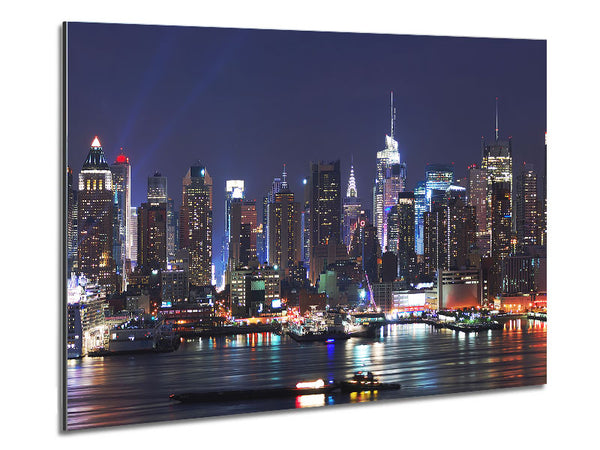 NYC Harbour At Night Metal Print