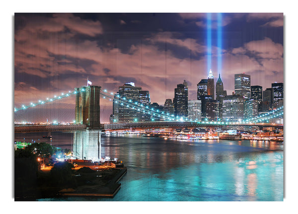 Stunning City Lights Over The Brooklyn Bridge