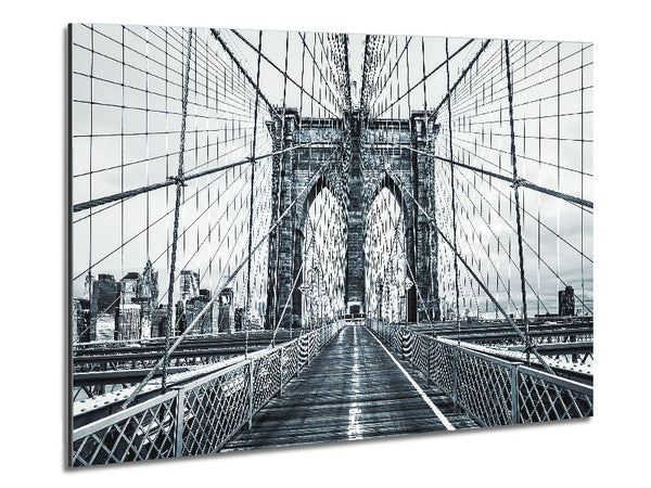 Silver Brooklyn Bridge Metal Print