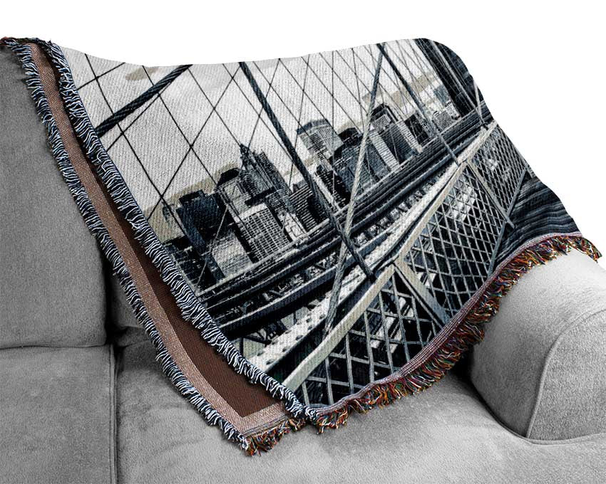 Silver Brooklyn Bridge Woven Blanket