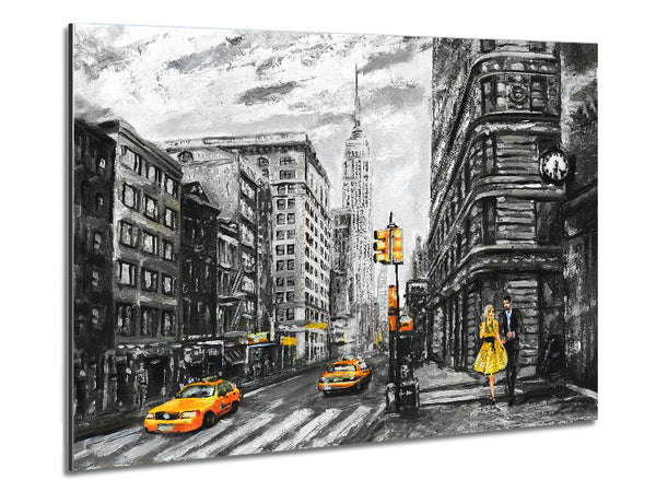 Romantic Walk In The Big Yellow City Metal Print