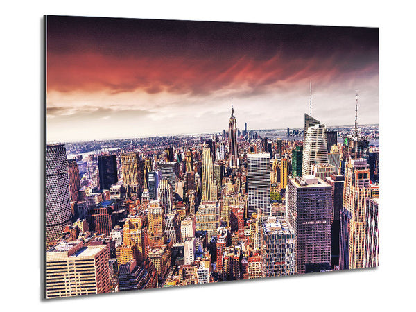 Pink Skies Over NYC Metal Print