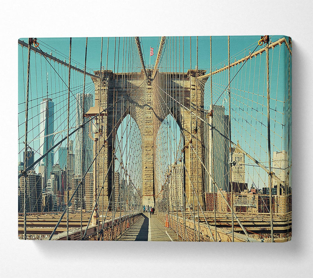 Picture of Walking Through The Brooklyn Bridge Canvas Print Wall Art