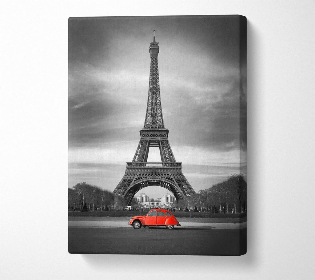 Picture of Eiffel Tower Red Car Canvas Print Wall Art