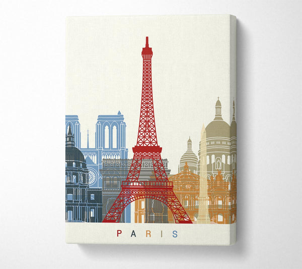  A Canvas Print of Eiffel Tower Retro 1 Canvas Wall Art