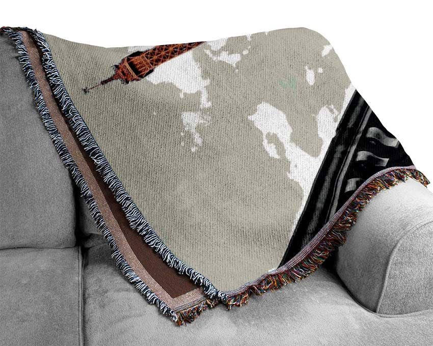 Eiffel Tower Over The River Seine 5 Woven Blanket
