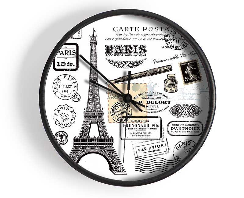Eiffel Tower Retro Post Clock - Wallart-Direct UK