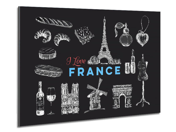 I Love France Metal Print
