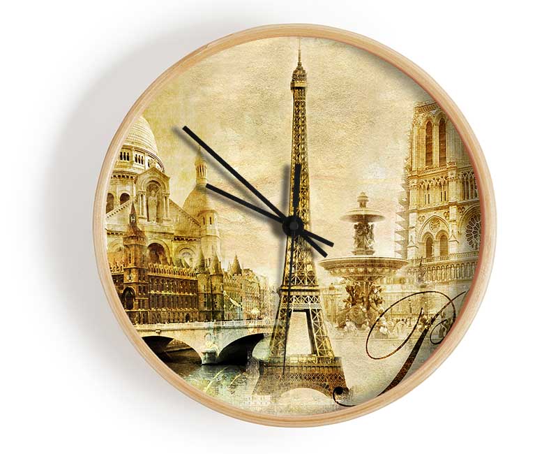 Eiffel Tower Retro 13 Clock - Wallart-Direct UK