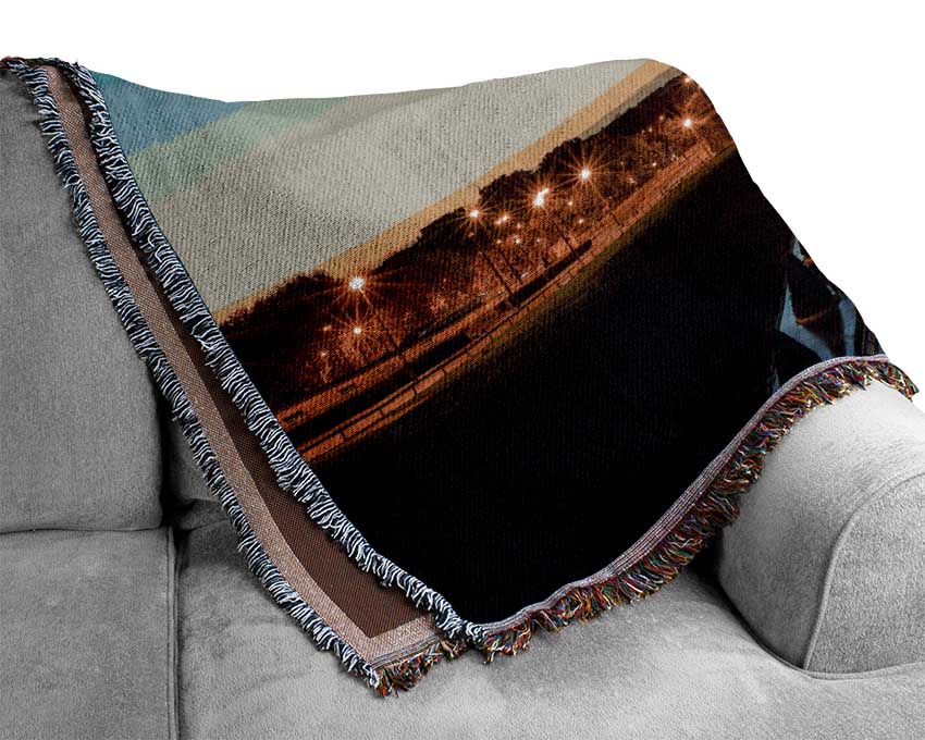 Eiffel Tower Night Lights 2 Woven Blanket